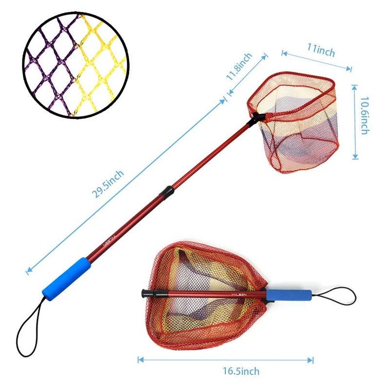 YVLEEN Kids Fishing Net for Lakes - Minnow Nets for Kids - Aluminum Collapsible Telescopic Fishing Pole Handle and Nylon Mesh Small Fishing net - Butterfly Nets for Kids Outdoor Playing - Image 3